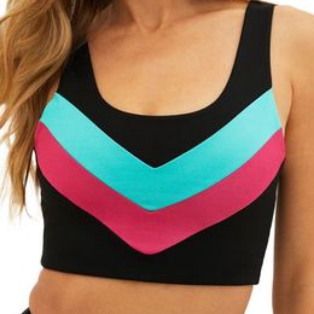 Beach Riot Chevrons Colorblock Sports Bra in Tidal Colorblock